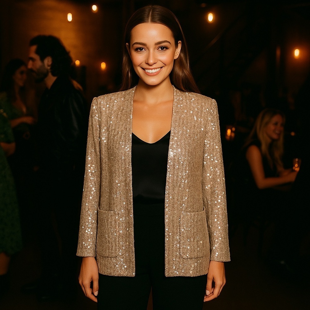 VTG. Marita by Anthony Muto Sequin Open Blazer